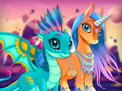 Sevimli Unicorn ve Ejderhalar Yapboz