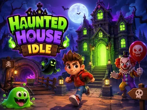 Haunted House Idle — Korkunç evde macera, komik karakterler ve gizemli atmosferi keşfedin.
