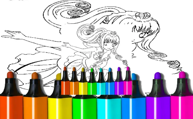 Anime Mavi Deniz Kızı Boyama