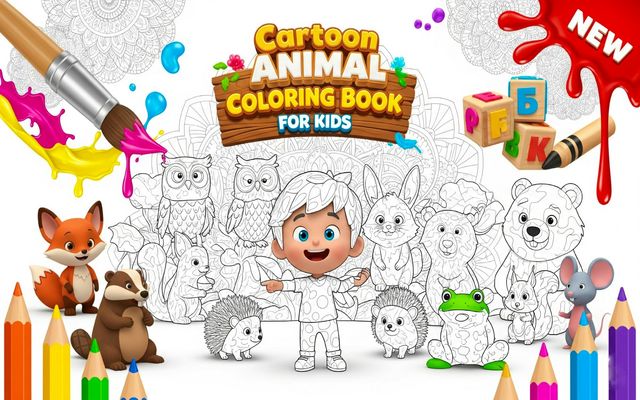 Cartoon Animal Coloring Book for Kids