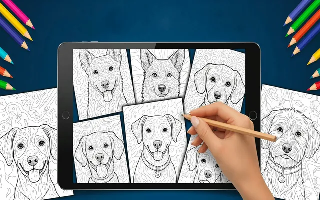 Yetişkinler İçin Köpek Boyama Kitabı