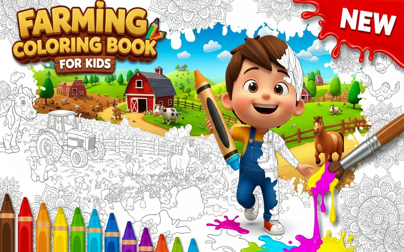 Çocuklar İçin Tarım Boyama Kitabı