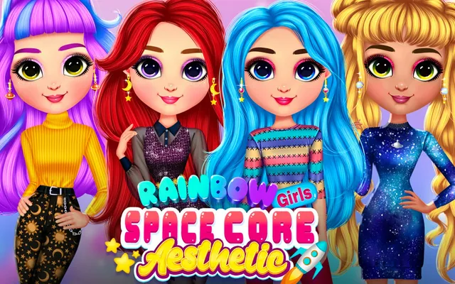 Rainbow Girls Space Core Aesthetic