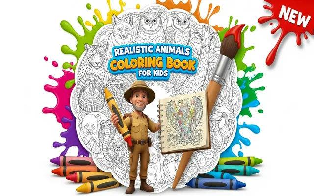 Realistic Animals Coloring Book for Kids