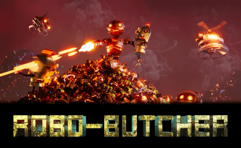 Robo-Butcher — Aksiyon dolu kapak, robotlar ve patlamalarla dolu sahneler.