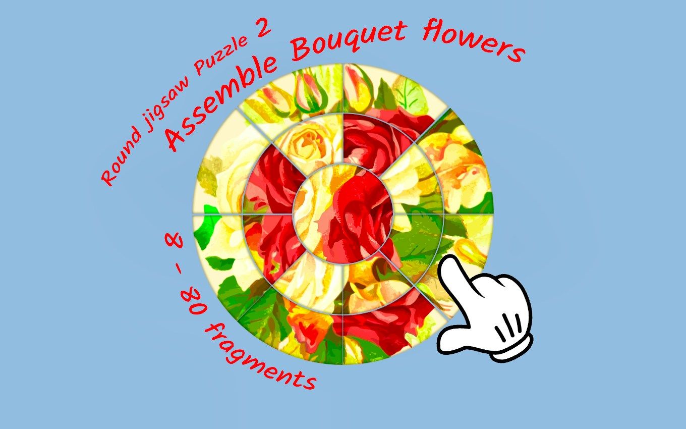 Round Jigsaw Puzzle 2 - Çiçek Buketi Oluştur