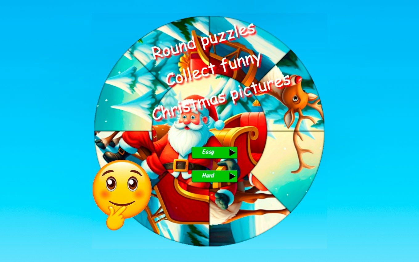 Round jigsaw Puzzle Collect funny Christmas pictures