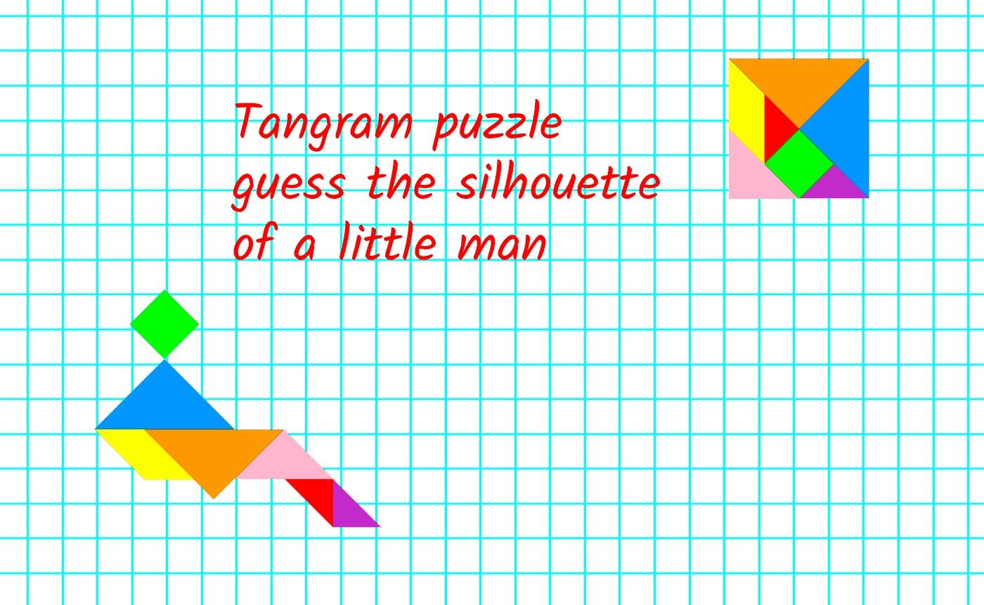 Tangram puzzle guess the silhouette of a little man