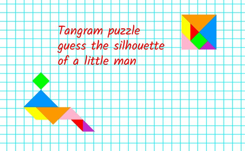 Tangram puzzle guess the silhouette of a little man