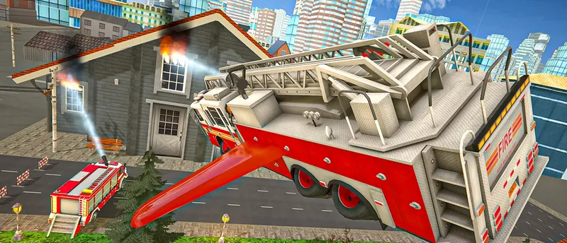 Flying Fire Truck Driving Sim