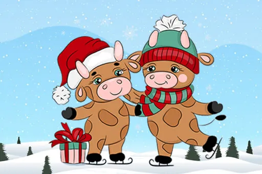 Cute Christmas Bull Difference