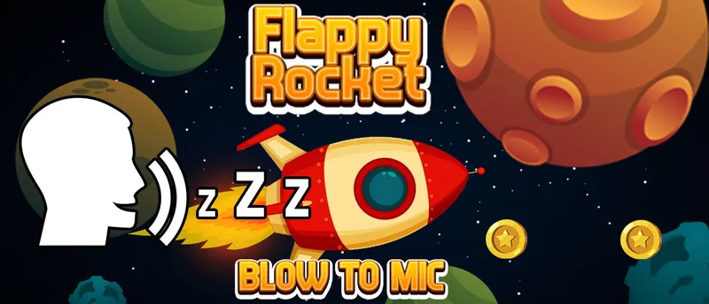 Flappy Rocket Playing with Blowing to Mic