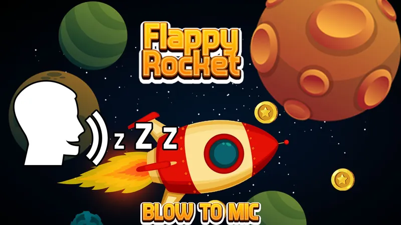 Flappy Rocket Playing with Blowing to Mic