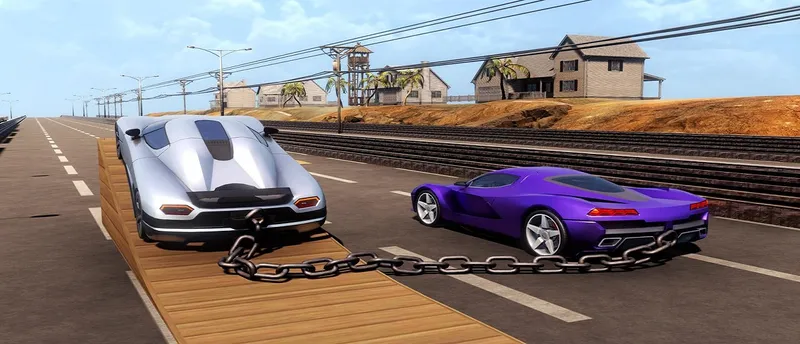 Chained Car Stunts Race Mega Ramp GT Racing