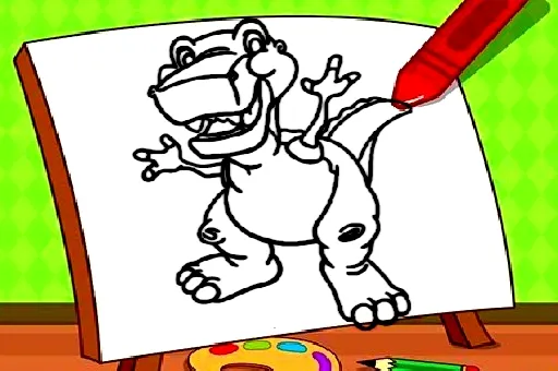 Easy Kids Coloring Dinosaur