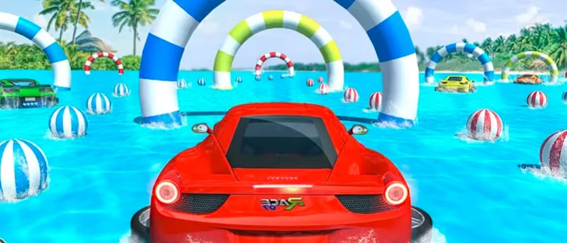 Water Surfing Car Stunts Car Racing Game