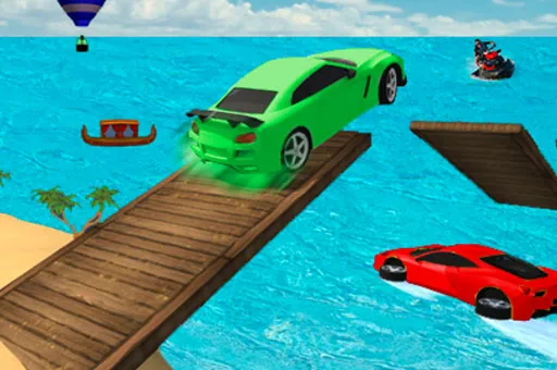 Water Surfing Car Stunts Car Racing Game