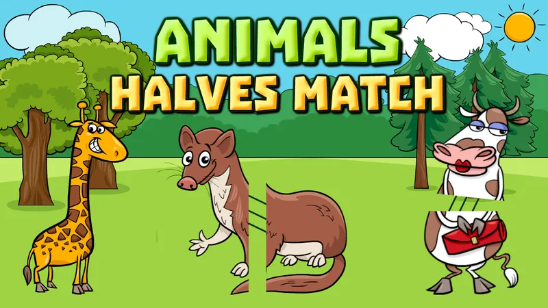 Animals Halves Match