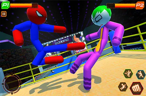 Police Stick man wrestling Fighting Game