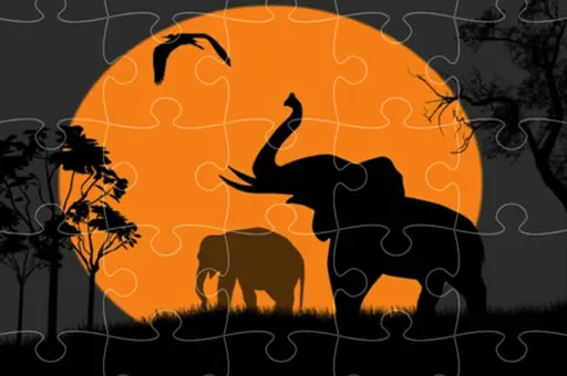 Elephant Silhouette Jigsaw