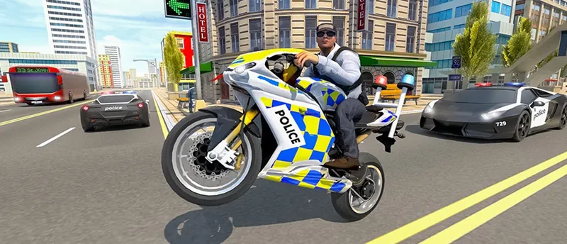 Police Chase Motorbike Driver