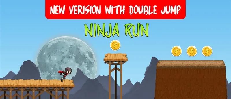 Ninja Run Game with Double Jump