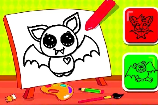 Easy Kids Coloring Bat